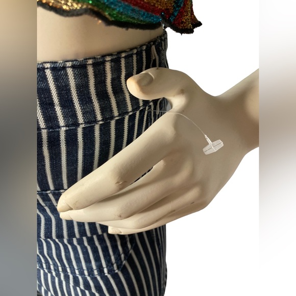 BBJ BOOM BOOM JEANS LOS ANGELES Navy Blue/White Wide Leg Flare Bell Bottom Jeans - Picture 6 of 8